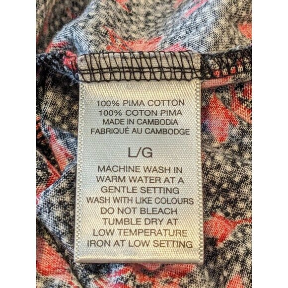 Lord & Taylor 100% Pima Cotton Midi Dress Size Large Red Black Rosebud Dot Print - Picture 6 of 6